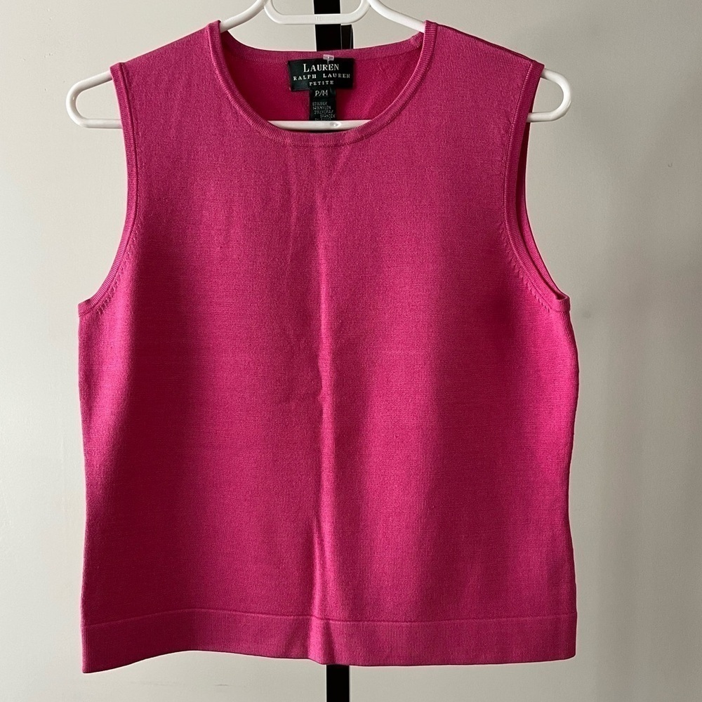 Lauren Ralph Lauren Sleeveless Silk Top, Size Petite Medium.